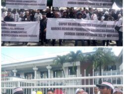 Ratusan massa orasi Horas bangso batak (HBB) Geruduk Kejari dan Kejaksaan Medan.