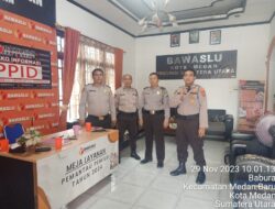 Pastikan Situasi Kondusf, Polrestabes Medan Gelar Patroli di Kantor Bawaslu dan KPU Sumut.