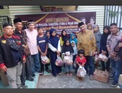 Jelang idul fitri,DPD LSM penjara dan anggota DPR RI Sumut bagi ratusan paket sembako