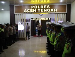 Kapolres, Pimpin Apel Kesiapan Pengamanan Malam Takbiran Di Aceh Tengah