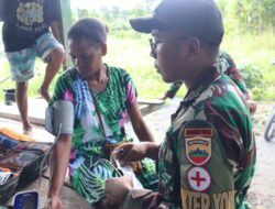 Jalin Hubungan Persaudaraan, Satgas Yonif 122/TS Laksanakan Anjangsana Dan Gelar Pelayanan Kesehatan Gratis di Papua