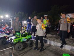 Kapolres Mesuji Di Dampingi Waka Polres Dan Para PJU Melaksanakan Monitoring Malam Takbir Hari Raya Idul Adha 1445 H