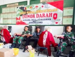 Koramil Kasiman Kodim Bojonegoro Gelar Bakti Sosial Donor Darah