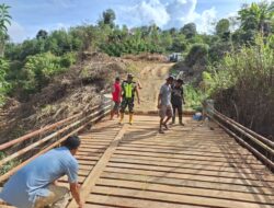 Babinsa Koramil 03/ Pegasing Bersama Warga Perbaiki Jembatan