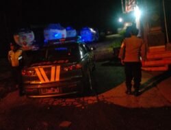 Jaga Keamanan Obyek Vital, Personil Polsek Padangbai Pantau Gudang BBM Saat Patroli Malam