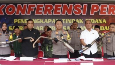 Kapolresta Barelang Gelar Konferensi Pers Penindakan Knalpot Brong Hasil Kegiatan Cipta Kondisi Antisipasi Balap Liar dan Knalpot Brong di Wilayah Kota Batam