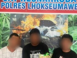 Polres Lhokseumawe Tangkap 3 Pelaku Penyalagunaan Sabu dengan Barang Bukti 1,2 Kg