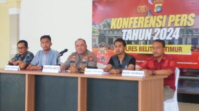 AKBP Indra Feri Dali Munte SH.,S.,I.,K.,MH, Kapolres Belitung Timur Lakukan Komferensi Pers Terkait Dugaan UMKM Lakukan Peleburan Timah Ilegal Dusun Baru Kec.Gantung.