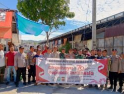 Sinergitas TNI – POLRI Dan Pihak Terkait Gelar Gotong Royong Sambut HUT RI Ke-79