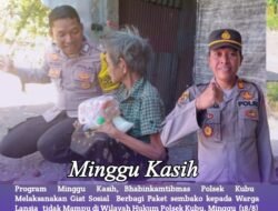 Minggu Kasih, Polsek Kubu Polres Karangasem, Giat Sosial Bagikan Sembako Kepada Warga Tidak Mampu