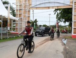 Dengan Bersepeda Personel Satsamapta Polres Aceh Timur Patroli di Arena PON XXI