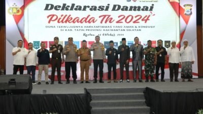 Kapolda Kalsel, Road Touring Deklarasi Damai Pilkada Tahun 2024 Cabup dan Cawabup di Kab. Tapin