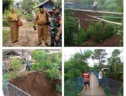 Tebing Longsor,Jembatan Gantung Terancam Ambrol, di Desa Darungan, kecamatan Tanggul, Jember, Jawa Timur.
