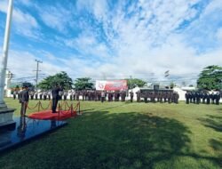 Jajaran Polres Mesuji Melaksana Kan Upacara Dalam Rangka Memperingati Hari Bela Negara Yang Ke 76 Tahun Di Lapangan Apel Mapolsek Simpang Pematang