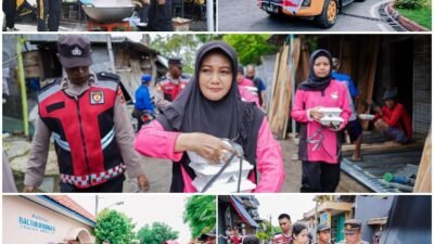 Polres Brebes Bantu Warga Terdampak Banjir, Buka Dapur Umum, 3.000 Paket Nasi Dibagikan 