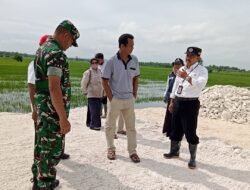 Babinsa Dampingi Kadistan Tinjau Lokasi Persawahan Terdampak Banjir di Arosbaya