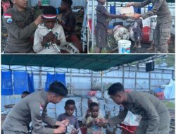 Bentuk Perhatian Personel Satgas Humas Damai Cartenz-2025, Berbagi Keceriaan dengan Anak-Anak di Distrik Mulia, Puncak Jaya