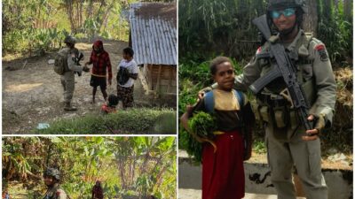 Keharmonisan Satgas Damai Cartenz 2025 Sapa Mama Papua dan Anak-anak, di Intan Jaya dalam Patroli Dialogis