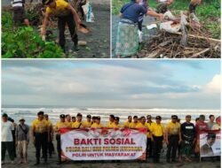 Sambut Hari Bhayangkara ke-79, Polsek Mendoyo Gelar Aksi Peduli Lingkungan, di Pantai Yehembang Kangin