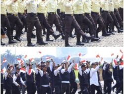 Satpam dan Potmas Ikut Ambil Bagian, dalam Devile Hari Bhayangkara ke-79 di Monas