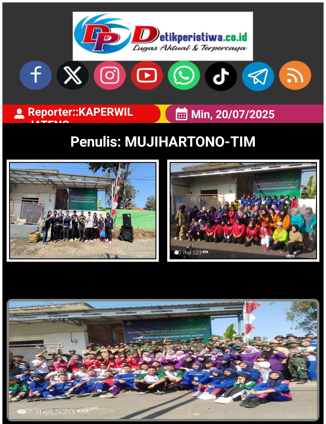 Karya Bhakti TNI Satnonkowil TOPDAM IV /DIPONEGOROPembersihan Dan Pengecatan Pagar Makam Kramas Tembalang Serta Pelatihan Pembuatan Pupuk Cair, Literasi Keuangan Dan Beauty Class untuk PKK Dan Karang Taruna.Hari Minggu 2//07/2025Acara dimulai pagi hari pukul 7.00 dengan Senam Bersama Warga dan Persit Kartika Chandra Kirana kemudian dilanjutkan untuk persiapan kordinasi masyarakat dan TNI AD dalam hal ini Topografi Kodam IV/Diponegoro.Sebelum kegiatan bersama di pimpin dan dibuka oleh Kolonel Ctp Cahyono, M.Si (Han) selalu Kepala Topografi Kodam IV/Diponegoro  dan Lurah Kramas Bapak Yulistiyono.SEDengan berdo'a bersama dengan puji syukur kepada Tuhan yang Esa terlaksana kegiatan dan diberikan kesehatan pada pada pagi ini.Kegiatan yang dihadiri anggota Topdam IV Diponegoro, Lurah Kramas, tokoh masyarakat, Bhabinkamtibmas Polsek  Tembalang Bripka Ridwan, Babinsa Kelurahan Kramas Koramil Tembalang Serka Hari, Perwakilan dari Dinas Pertanian, Dinas Perumahan Dan Permukiman serta Dinas Kebersihan dan Pertamanan Kota Semarang, Mahasiswa Undip,Siswa - Siswi Pkl SMK 1 Negeri Kunduran Blora dan SMK N 1 Kalibagor Banyumas serta seluruh lapisan masyarakat RT. 03 RW. 03 Kelurahan Kramas Kecamatan Tembalang.Sambutan selanjutnya sampaikan Lurah Kramas dalam sambutannya mengatakan berterimakasih kepada seluruh Prajurit dan Persit dari Topdam IV/Diponegoro dengan slogan TNI manunggal Rakyat ini bisa di memberi manfaat banyak sekali, beliau juga mengatakan bahwa rekan - rekan Topdam IV/Diponegoro sudah dianggap sebagai saudara kehormatan Kelurahan Kramas dikarenakan memberi manfaat dalam pembangunan baik secara Fisik maupun Nonfisik kepada Kelurahan Kramas Kecamatan Tembalang.Untuk Kegiatan fisik dimulai dari pembersihan Makam kemudian dilanjutkan pengecatan pagar Makam keliling dengan warna Hijau army sesuai keinginan warga.Sedangkan untuk kegiatan nonfisik yaitu diadakannya Pelatihan Pembuatan pupuk cair, Pembelajaran Literasi Keuangan serta Beauty Class kepada Warga  dan Siswa PKL. Kegiatan belajar bersama ini  saling memberikan ilmu pengetahuan dan saling memberikan keuntungan bersama. Sharing Knowledge bertukar ilmu pengetahuan sebagai Simbolis mutualisme, kami dengan diberikan kesempatan lebih dekat dengan masyarakat dan rasa persaudaraan serta kebahagiaan kami merupakan kegiatan positif karena sama- sama menimba ilmu sebagai upaya kami pengabdian masyarat terutama teritorial dan semoga kegiatan ini berjalan sukses,mendapatkan hikmah, nikmat dan bisa berlanjut kedepannya tutur Kolonel Ctp Cahyono Msi.(Han) Pungkasnya.Beliau juga menyampaikan terimakasih terhadap pihak yg sudah membantu terutama kepada Ibu Walikota Semarang yang sudah mensupport konsumsi untuk kelancaran kegiatan ini, serta kepada BCA Pemuda, YOU beauty, Donuts Menul serta pihak swasta lainnya yang tidak bisa disebutkan satu persatu di sekitar Kelurahan Kramas yang memberikan sumbangsih nya sehingga acara begitu meriah dan lancar.Kegiatan ditutup dengan Foto dan Karaoke bersama serta berpamitan antara anggota Topdam IV/Diponegoro dengan warga Kelurahan Kramas Kecamatan Tembalang Kota Semarang.