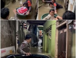 Meski Dengan Ember, Evakuasi Balita di Jaktim Dilakukan Dengan Sigap