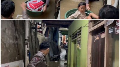 Meski Dengan Ember, Evakuasi Balita di Jaktim Dilakukan Dengan Sigap
