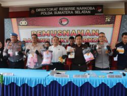 Genderang Perang Terhadap Narkoba, Polda Sumsel Musnahkan BB 4,55 Kg Sabu dan 23.573 Butir Ekstasi