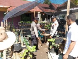 Dukung Ketahanan Pangan, Polsek Bebesen Tinjau Perkembangan Lahan Pekarangan Bergizi di Kampung Burbiah