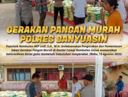 Polres Banyuasin dan Bulog Gerak Cepat Stabilkan Harga Beras dengan Gelar Gerakan Pangan Murah di Rambutan