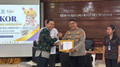 Polres Jembrana Raih Penghargaan Satker Terbaik, Rakor Pelaksanaan Anggaran Provinsi Bali Semester II Tahun 2025