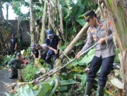 Bahu-Membahu TNI-Polri dan Warga Jembrana, Bersihkan Desa Budeng Pasca Banjir