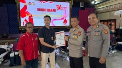 Donor Darah Serentak HUT Humas Polri Ke-74 Polda Bali, Sumbangkan 381 Kantong Darah