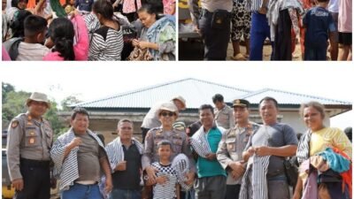 Polres Tapteng Bagikan Bantuan Selimut dan Pakaian, kepada Korban Terdampak Banjir