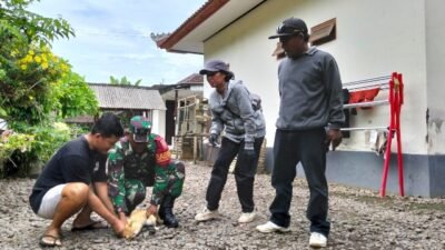 Aksi Cepat Babinsa Desa Kaliakah Kawal Vaksinasi Massal Anjing dan Kucing, 149 Ekor Hewan Divaksin