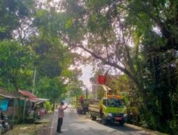 Bhabinkamtibmas Atensi Pam dan Pengaturan Arus Lalin Penebangan Pohon di Sesane, Banjar Dinas Abiansoan, Desa Bungaya Kangin