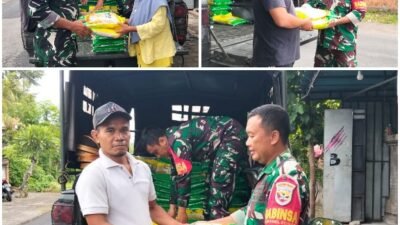 Ringankan Beban Masyarakat, Kodim 1617/Jembrana Salurkan Penjualan Ratusan Kilogram Beras di Desa Air Kuning