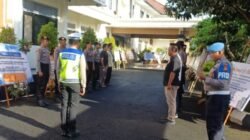 Sat Lantas Polres Karangasem Ikuti Serah Terima Tugas Jaga, Saat Pergantian Tugas Piket Jaga di Mako