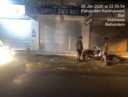 Pastikan Keamanan Obyek Vital dan Pemukiman Warga, Polsek Bebandem Gelar Blue Light Patrol Malam Hari