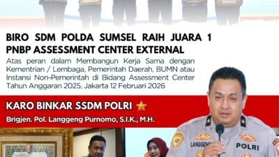 Polda Sumsel Raih Juara 1 Nasional Bidang Assessment Center, Tegaskan Komitmen Penguatan SDM Polri