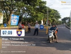 Polsek Bebandem Amankan Car Free Day, di Jalur 11 Veteran