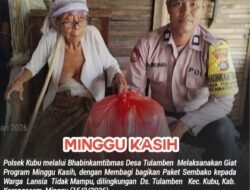 Bhabinkamtibmas Polsek Kubu Melaksanakan Giat Minggu Kasih, Salurkan Bantuan Kepada Warga Lansia Kurang Mampu