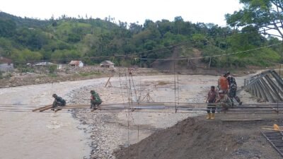 Progres Jembatan Gantung Burlah di Wilayah Kodim 0106/Aceh Tengah Capai 57 Persen