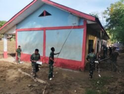 Personel Satgas Gulbencal Lakukan Rehabilitasi SMPN 26 Takengon Pascabencana di Linge