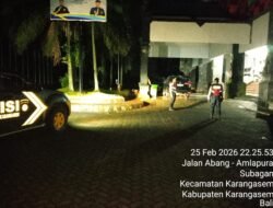Cegah dan Antisipasi Gangguan Kamtibmas, Samapta Polres Karangasem Gelar Blue Light Patrol Sambangi GOR Gunung Agung 
