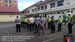 Sipropam Polres Karangasem Melakukan Pengecekan dan Pengawasan, Personil  yang Melaksanakan Apel Pengamanan di Obyek Wisata 