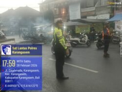Satlantas Polres Karangasem Laksanakan Pos Sore, Gatur Lalin di Pasar Senggol Jalan Gajah Mada Amlapura