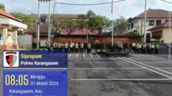 Sipropam Polres Karangasem Lakukan Pengawasan, Kesiapan Ops Cipkon Agung 2026 di Lapangan Pesat Gatra Polres Karangasem