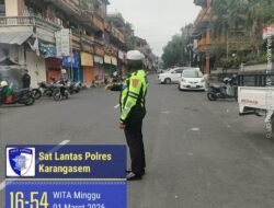 Satlantas Polres Karangasem  Laksanakan Pos Sore, Pengaturan Arus Lalulintas di Pasar Senggol Jalan Gajah Mada Amlapura