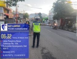 Cegah dan Antisipasi Lakalantas, Personil Lantas Lakukan Gatur Pagi di Depan MAN Amlapura